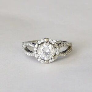 CZ cathedral set ring Sterling Silver engagement promise 🆕